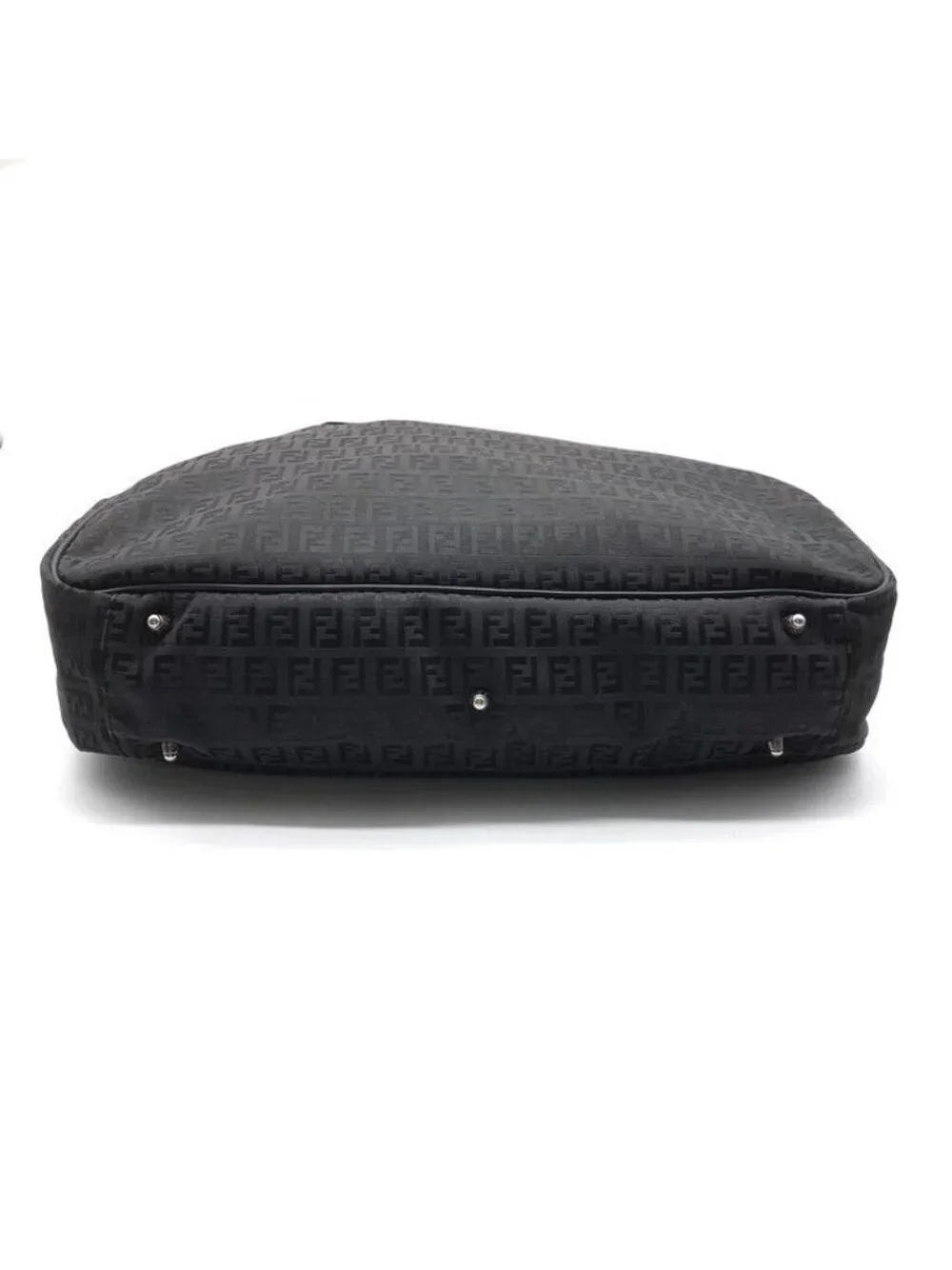 Fendi Zucchino Nylon Canvas Business Hand Bag Black